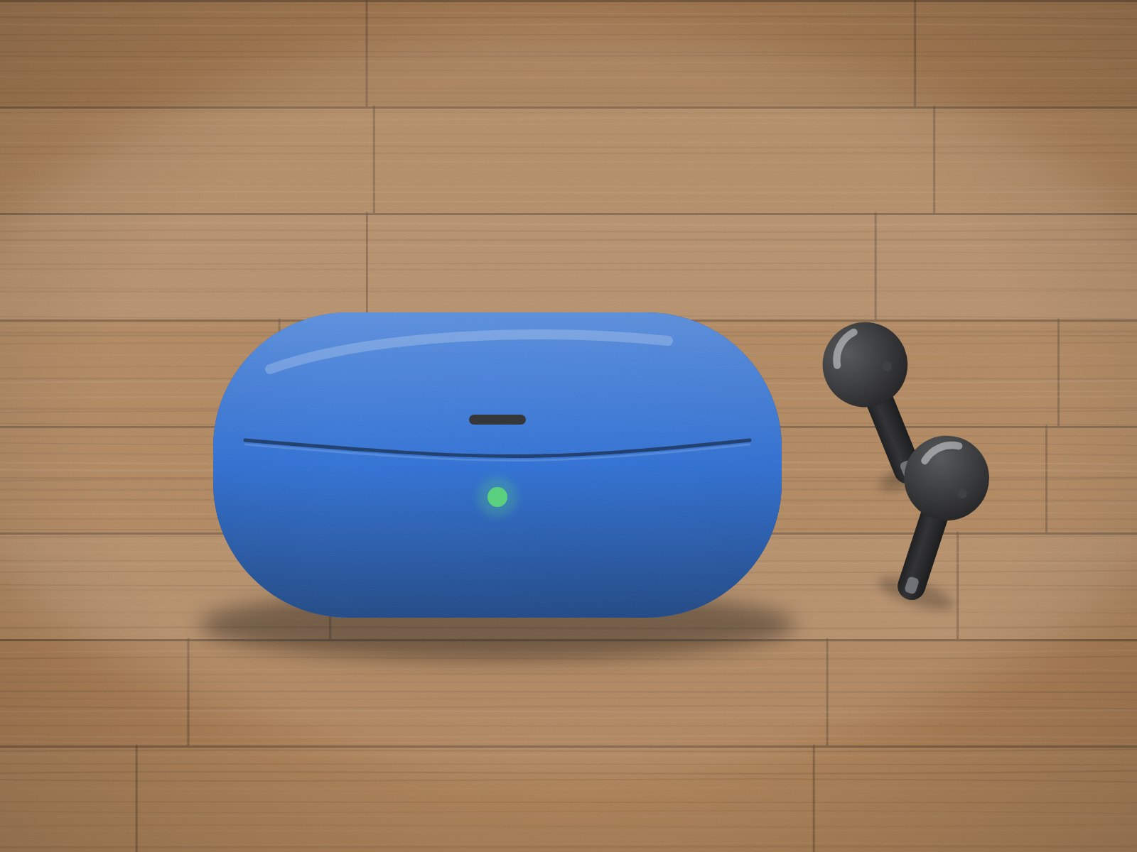 Blue earbuds case